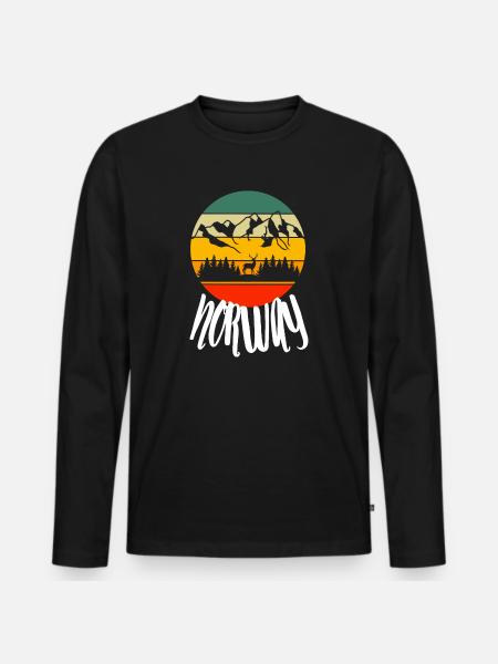Retro Norway Nature - Men's Premium Organic Long Sleeve Shirt - black
