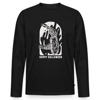 Bier Trinkspruch Hoppy Halloween - Männer Premium Bio Langarmshirt - Schwarz - Vorne - Nico (187cm)