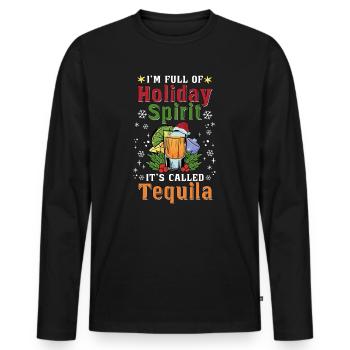 Noël, je suis plein de tequila des fêtes - T-shirt manches longues Premium bio Homme - noir - Devant - Nico (187cm)