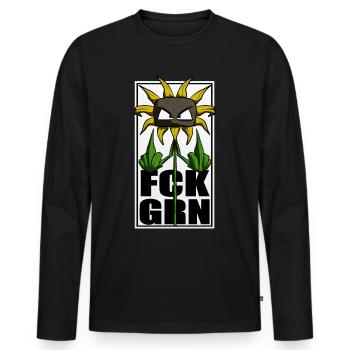 FCK GRN. Landwirtschaft Bauer Agrar Protest Shirt - Männer Premium Bio Langarmshirt - Schwarz - Vorne - Nico (187cm)