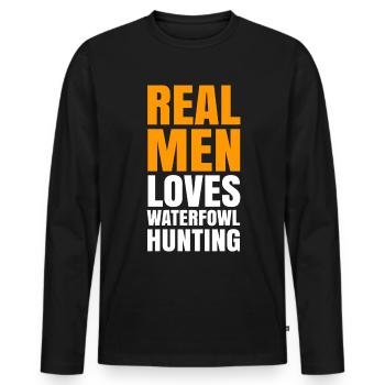 Geschenkidee für die Wasservogeljagd - Männer Premium Bio Langarmshirt - Schwarz - Vorne - Nico (187cm)