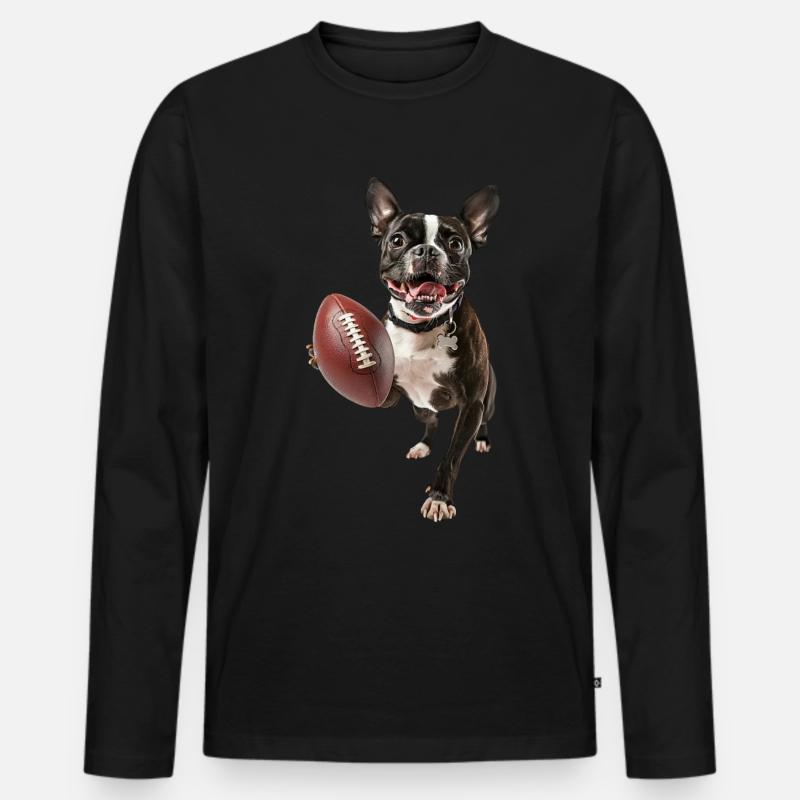 Boston Terrier - Männer Premium Bio Langarmshirt - Schwarz