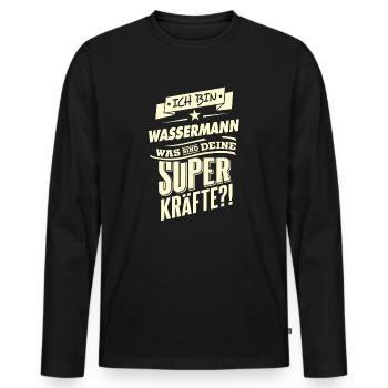 Superkräfte Wassermann Rahmenlos Sternzeichen Ge - Männer Premium Bio Langarmshirt - Schwarz - Vorne - Nico (187cm)