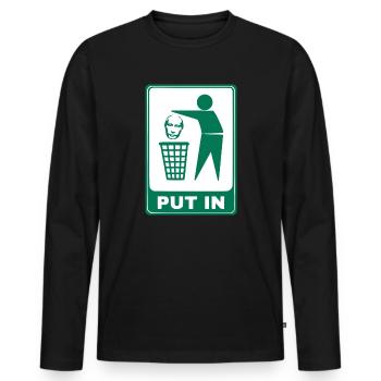 PUT IN - PEACE UKARINE - STOP WAR ! - Männer Premium Bio Langarmshirt - Schwarz - Vorne - Nico (187cm)