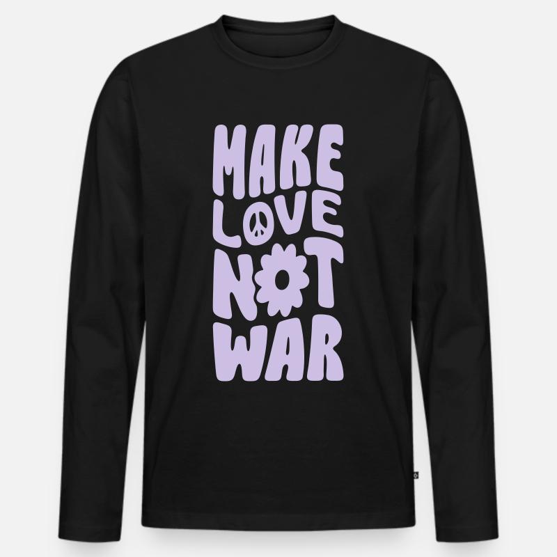 Make Love Not War - Männer Premium Bio Langarmshirt - Schwarz
