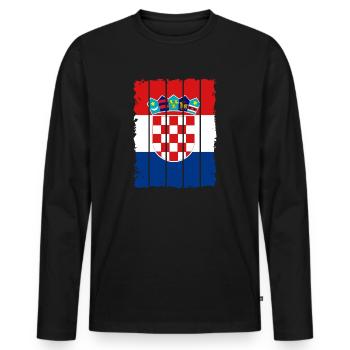 Kroatien Flagge Adria Zagreb Kroatische Fahne - Männer Premium Bio Langarmshirt - Schwarz - Vorne - Nico (187cm)