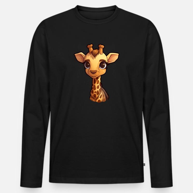 Giraffe - Männer Premium Bio Langarmshirt - Schwarz