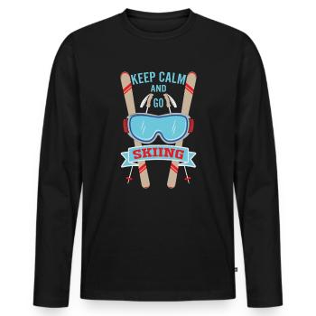 Keep calm and go skiing - Men's Premium Organic Long Sleeve Shirt - black - Front - Nico (187cm)