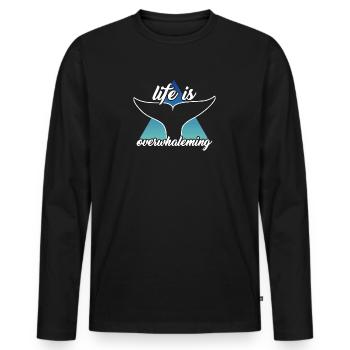 Life is overwhaleming Wal Orca jeu de mots - T-shirt manches longues Premium bio Homme - noir - Devant - Nico (187cm)