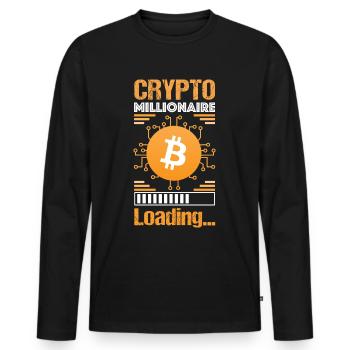Bitcoin Crypto Millionaire - Männer Premium Bio Langarmshirt - Schwarz - Vorne - Nico (187cm)