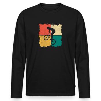 BMX Fahrrad Retro Motiv Freestyle BMX Fahrer - Männer Premium Bio Langarmshirt - Schwarz - Vorne - Nico (187cm)