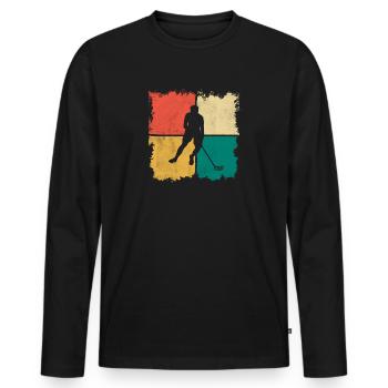 Floorball Floorball Player Floorball Player - Men's Premium Organic Long Sleeve Shirt - black - Front - Nico (187cm)