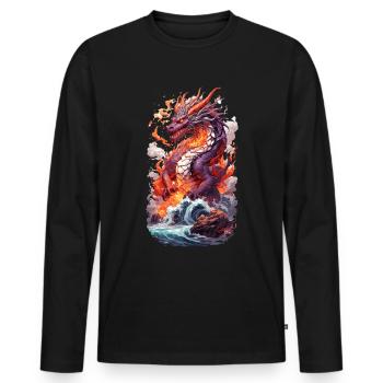cool anime dragon fire breath manga - Men's Premium Organic Long Sleeve Shirt - black - Front - Nico (187cm)