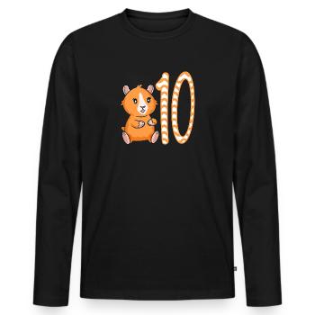 10 Geburtstag Meerschweinchen Mädchen 10 Jahre alt - Männer Premium Bio Langarmshirt - Schwarz - Vorne - Nico (187cm)