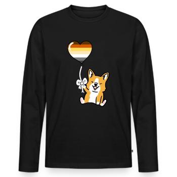Corgi Herzballon Gay Bear Pride - Männer Premium Bio Langarmshirt - Schwarz - Vorne - Nico (187cm)