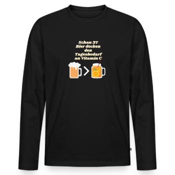 Schon 37 Bier decken den Tagesbedarf an Vitamin C - Männer Premium Bio Langarmshirt - Schwarz - Vorne - Nico (187cm)