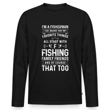 Je suis pêcheur Cela signifie que mes proches - T-shirt manches longues Premium bio Homme - noir - Devant - Nico (187cm)