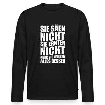 Landwirt Demonstration Bauern Protest Bauerndemo - Männer Premium Bio Langarmshirt - Schwarz - Vorne - Nico (187cm)