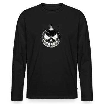 Frissons garantis - Citrouille d'Halloween - T-shirt manches longues Premium bio Homme - noir - Devant - Nico (187cm)