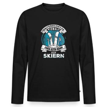 Papa Opa Skifahrer - Männer Premium Bio Langarmshirt - Schwarz - Vorne - Nico (187cm)