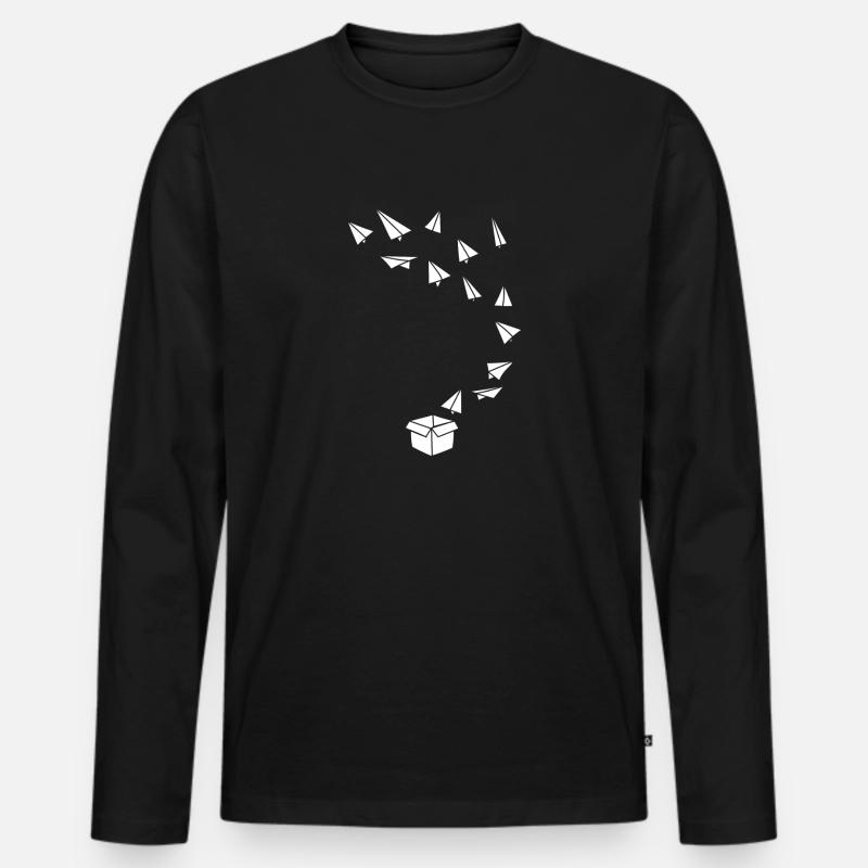 Papierflugzeug Papierflieger Box - Männer Premium Bio Langarmshirt - Schwarz