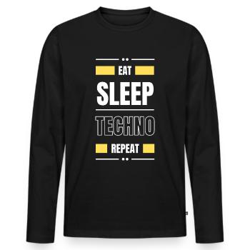 manger dormir techno répéter l’idée cadeau fête en disant - T-shirt manches longues Premium bio Homme - noir - Devant - Nico (187cm)