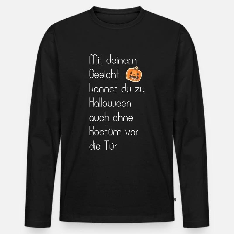 Halloween Gesicht - Männer Premium Bio Langarmshirt - Schwarz