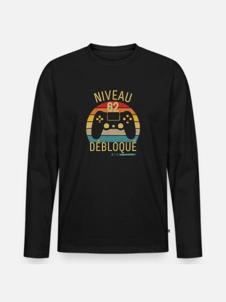 NIVEAU 62 DÉBLOQUE - T-shirt manches longues Premium bio Homme - noir