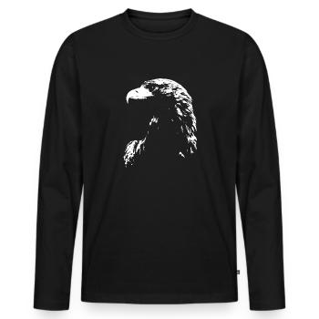 Adler - Männer Premium Bio Langarmshirt - Schwarz - Vorne - Nico (187cm)
