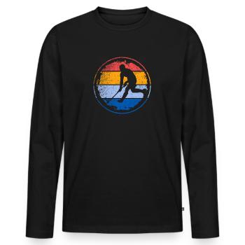 Floorball Player Retro Floorball Floorball Player - Men's Premium Organic Long Sleeve Shirt - black - Front - Nico (187cm)
