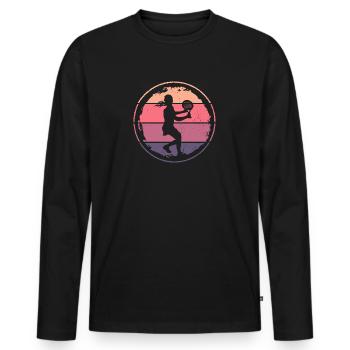 Retro Padel Spielerin Design Padel-Tennis Mädchen - Männer Premium Bio Langarmshirt - Schwarz - Vorne - Nico (187cm)