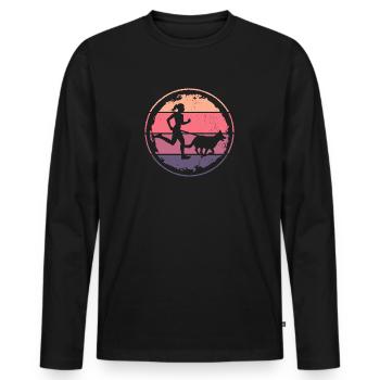 Retro Canicross Runner Cross Country Girls - Men's Premium Organic Long Sleeve Shirt - black - Front - Nico (187cm)