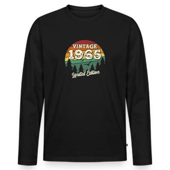 Vintage 1965 Retro Born in 1965 Birthday - Men's Premium Organic Long Sleeve Shirt - black - Front - Nico (187cm)