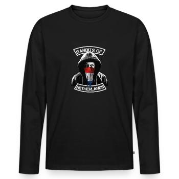 Cadeau de motard de fan de football de Hollande Ultras - T-shirt manches longues Premium bio Homme - noir - Devant - Nico (187cm)