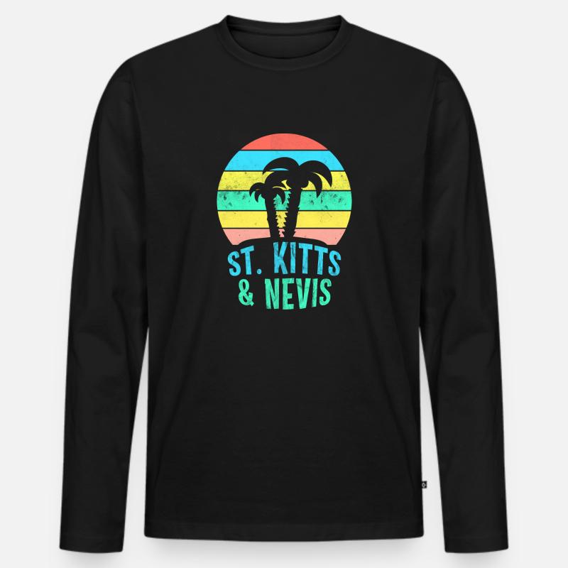 ST. KITTS & NEVIS - Männer Premium Bio Langarmshirt - Schwarz