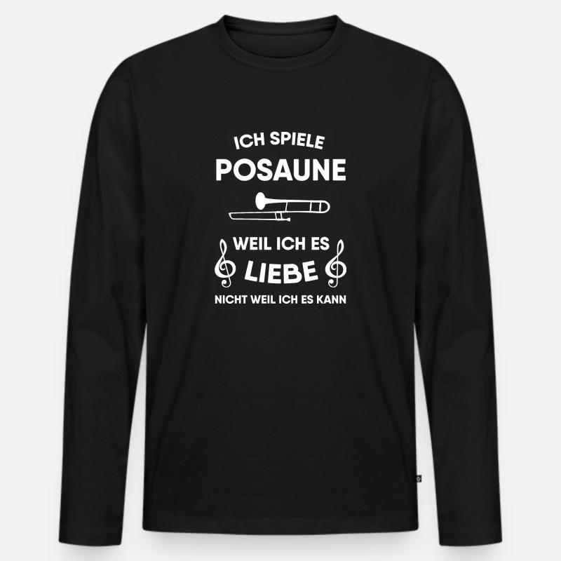 Posaune - Männer Premium Bio Langarmshirt - Schwarz