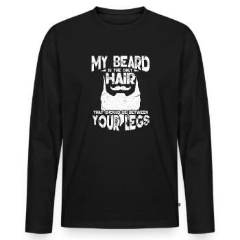 my beard only hair between your legs Design - Männer Premium Bio Langarmshirt - Schwarz - Vorne - Nico (187cm)