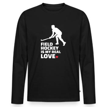 Field hockey - Men's Premium Organic Long Sleeve Shirt - black - Front - Nico (187cm)