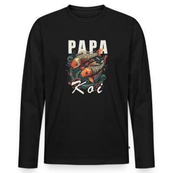 Papa Koi Japanischer Vatertag - Männer Premium Bio Langarmshirt - Schwarz - Vorne - Nico (187cm)