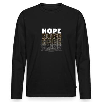 Hoffnung - Männer Premium Bio Langarmshirt - Schwarz - Vorne - Nico (187cm)