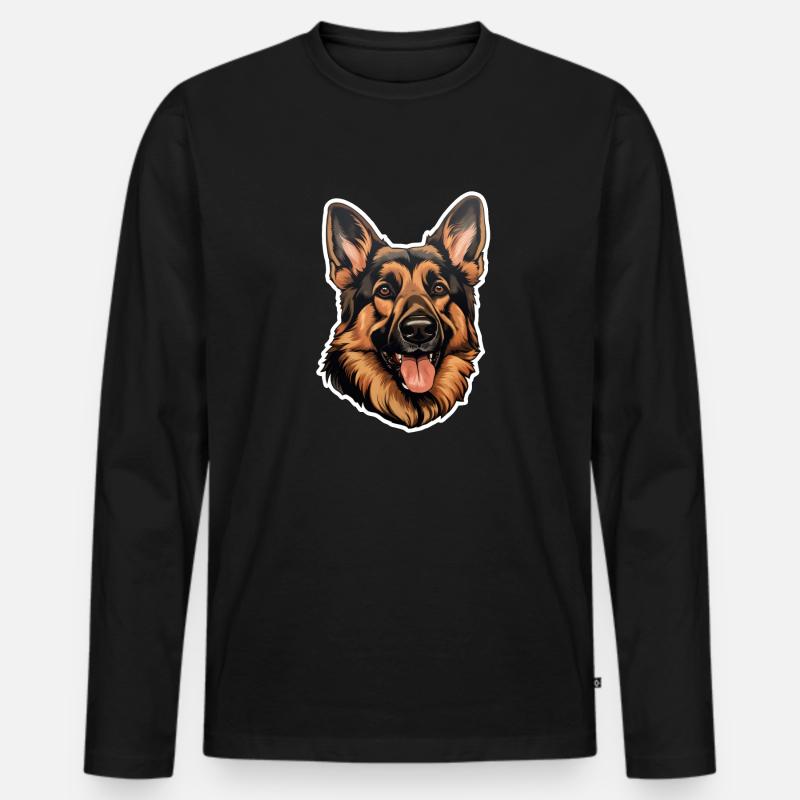 Deutscher Schäferhund Kopf - Männer Premium Bio Langarmshirt - Schwarz