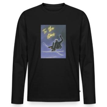 To the Stars - Männer Premium Bio Langarmshirt - Schwarz - Vorne - Nico (187cm)