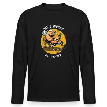 Don't worry be Cappy - Capybara - Urlaub - Männer Premium Bio Langarmshirt - Schwarz - Vorne - Nico (187cm)