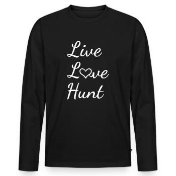 Hunter Live Love Hunting - Men's Premium Organic Long Sleeve Shirt - black - Front - Nico (187cm)