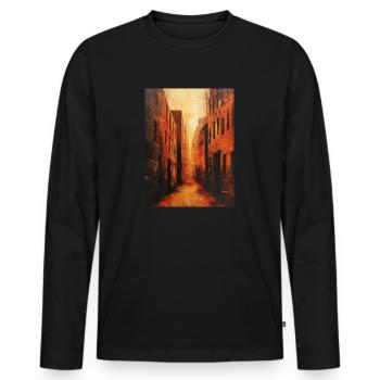 Orange street in an abandoned city - Men's Premium Organic Long Sleeve Shirt - black - Front - Nico (187cm)