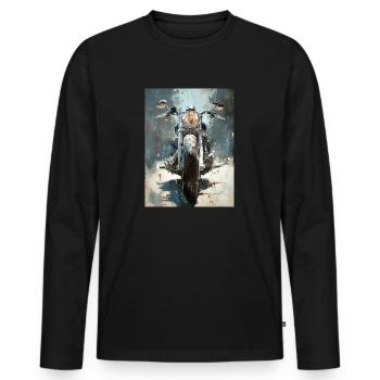Motorcycle Painting Canvas Oil Painting - Men's Premium Organic Long Sleeve Shirt - black - Front - Nico (187cm)