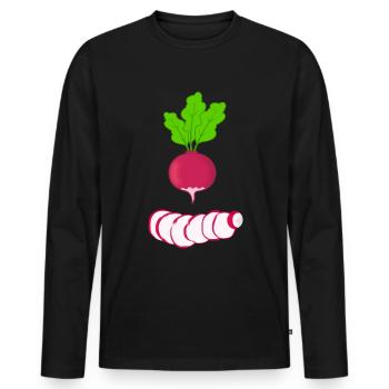 Rotes Radies mit Blättern Gemüse Radieschen - Männer Premium Bio Langarmshirt - Schwarz - Vorne - Nico (187cm)