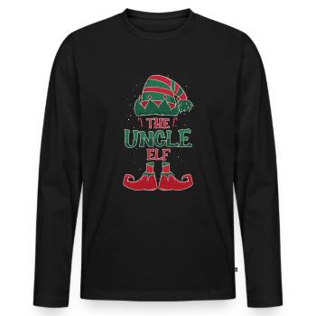 Le cadeau de Noël de l’oncle elfe - T-shirt manches longues Premium bio Homme - noir - Devant - Nico (187cm)