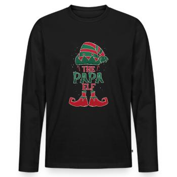 The Dad Elf Christmas Christmas Gift - Men's Premium Organic Long Sleeve Shirt - black - Front - Nico (187cm)