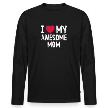 I Love (Heart) My Awesome Mom - T-shirt manches longues Premium bio Homme - noir - Devant - Nico (187cm)
